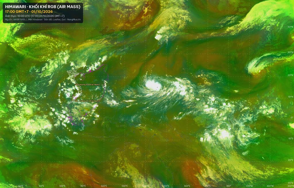 Ảnh Himawari khối khí RGB lúc 17:00 · 01/10/2026