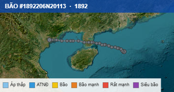 Quỹ đạo di chuyển của BÃO #1892206N20113 (1892)