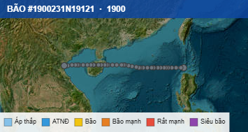 Quỹ đạo di chuyển của BÃO #1900231N19121 (1900)