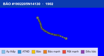 Quỹ đạo di chuyển của BÃO #1902205N14130 (1902)