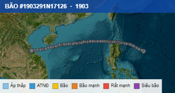 Quỹ đạo di chuyển của BÃO #1903291N17126 (1903)