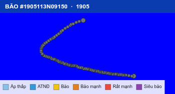 Quỹ đạo di chuyển của BÃO #1905113N09150 (1905)
