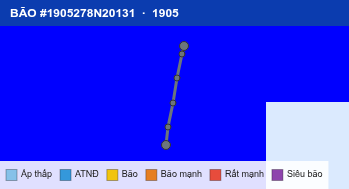 Quỹ đạo di chuyển của BÃO #1905278N20131 (1905)