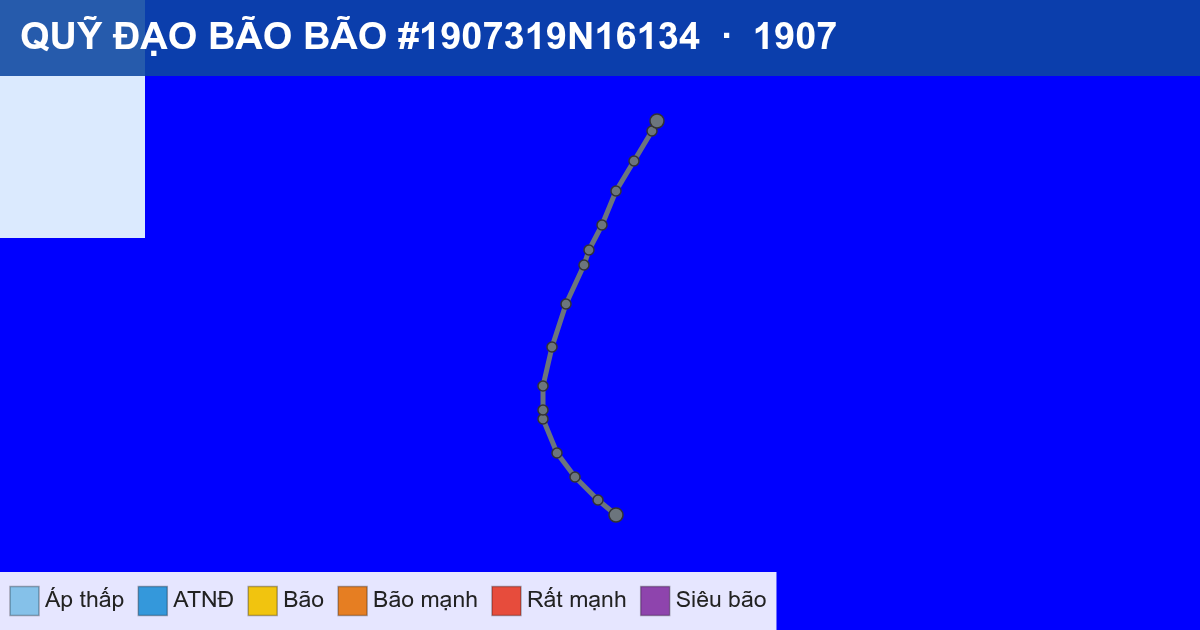 Quỹ đạo di chuyển của BÃO #1907319N16134 (1907)