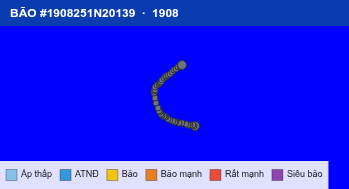 Quỹ đạo di chuyển của BÃO #1908251N20139 (1908)