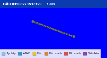 Quỹ đạo di chuyển của BÃO #1908278N13129 (1908)