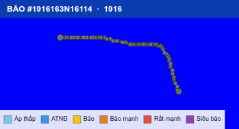 Quỹ đạo di chuyển của BÃO #1916163N16114 (1916)