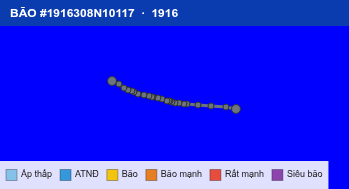 Quỹ đạo di chuyển của BÃO #1916308N10117 (1916)