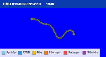 Quỹ đạo di chuyển của BÃO #1940283N14119 (1940)