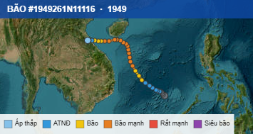 Quỹ đạo di chuyển của BÃO #1949261N11116 (1949)