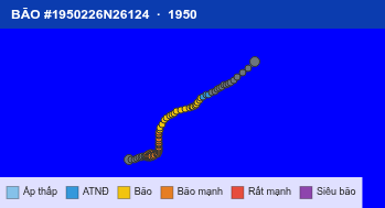 Quỹ đạo di chuyển của BÃO #1950226N26124 (1950)