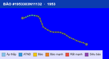 Quỹ đạo di chuyển của BÃO #1953303N11132 (1953)