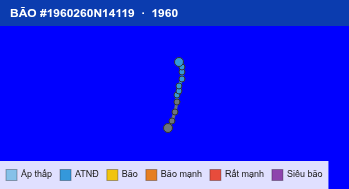 Quỹ đạo di chuyển của BÃO #1960260N14119 (1960)