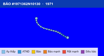 Quỹ đạo di chuyển của BÃO #1971362N10130 (1971)