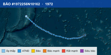 Quỹ đạo di chuyển của BÃO #1972256N10162 (1972)