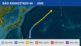 Quỹ đạo di chuyển của BÃO #2008257N28148 (2008)