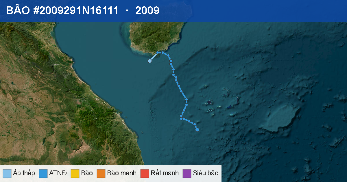 Quỹ đạo di chuyển của BÃO #2009291N16111 (2009)