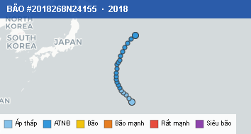 Quỹ đạo di chuyển của BÃO #2018268N24155 (2018)