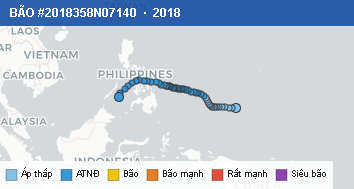 Quỹ đạo di chuyển của BÃO #2018358N07140 (2018)