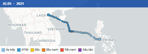 Quỹ đạo di chuyển của AL05 (2021)