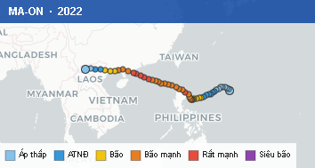Quỹ đạo di chuyển của MA-ON (2022)