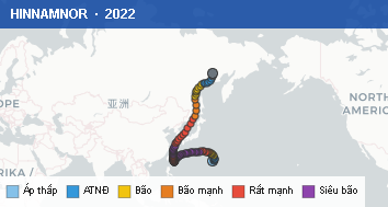 Quỹ đạo di chuyển của HINNAMNOR (2022)