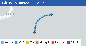 Quỹ đạo di chuyển của BÃO #2022288N25158 (2022)
