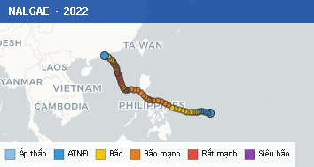 Quỹ đạo di chuyển của NALGAE (2022)