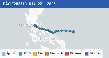 Quỹ đạo di chuyển của BÃO #2023101N14127 (2023)