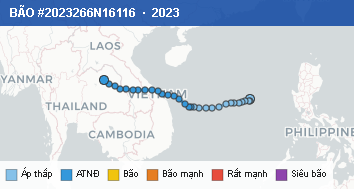 Quỹ đạo di chuyển của BÃO #2023266N16116 (2023)