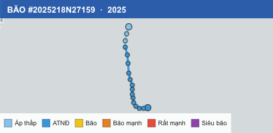 Quỹ đạo di chuyển của BÃO #2025218N27159 (2025)