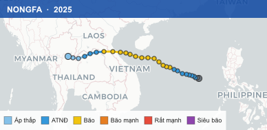 Quỹ đạo di chuyển của NONGFA (2025)