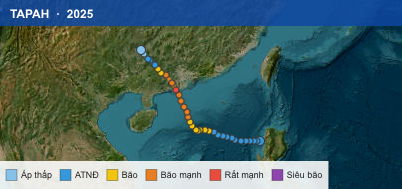Quỹ đạo di chuyển của TAPAH (2025)