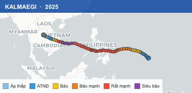 Quỹ đạo di chuyển của KALMAEGI (2025)